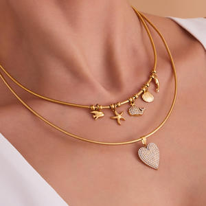 <span class=keywords><strong>2025</strong></span> Kleurrijke Geglazuurde Fruithanger Met Diamanten, Multi-Hanger Roestvrijstalen Elastische Kraag Ketting Verguld Met 18K Goud - Product Image 6