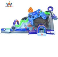 Structure de jeu gonflable à thème de manette de jeu avec toboggan pour enfants, fête de jeux vidéo
