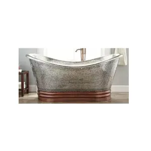 印度制造的热卖独立式纯铜浴缸，带无鲁斯克豪华浴缸