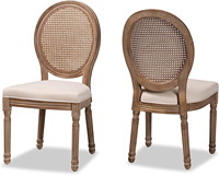 Chaise de salle à manger Louis XVI de style français, dossier en lin blanc, dossier en rotin tissé moderne, mobilier de maison en bois