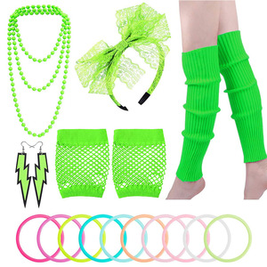 Lace Headband <b>Fishnet</b> Gloves Lightning Earrings Bracelets Leg Warmers Set Halloween Costume Accessories Black - Product Image 2