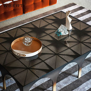 WBERT Table basse italienne en verre ondulé Table basse carrée créative pour salon Table basse - Product Image 5