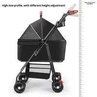Poussette double pliable légère en tissu Oxford pour animaux de compagnie avec panier de rangement pour chiens – Vente en gros