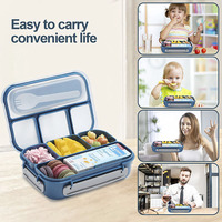 DD1946 1300ML Adultes et Grands Enfants Conteneurs Alimentaires Étanche Boîte À Lunch 4 Compartiments Boîte À Bento avec Couverts