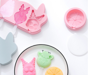 <span class=keywords><strong>Amazon</strong></span> Venta caliente Cute Cartoon Silicone Ice Cream Bar Mold Set con palos de plástico DIY Popsicle Moldes Bandeja - Product Image 5