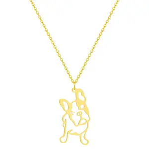 Roestvrij Staal Franse Bulldog Ketting Mannen Vrouwen Goud Zilver Pet Lover Dier Hond Ketting Vintage Sieraden