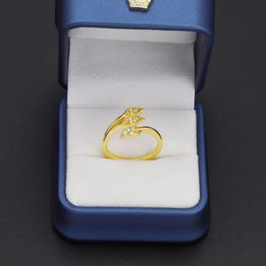 Bague Jxx Fashion plaquée or 24 carats en cuivre micro-zircon personnalisée, design tendance papillon et fleur pour femme, en laiton - Product Image 3