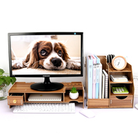Boîte de rangement en bois multifonction Foska, boîte à bijoux, porte-stylos et crayons de bureau avec tiroir, organiseur de maquillage de bureau, support de papeterie