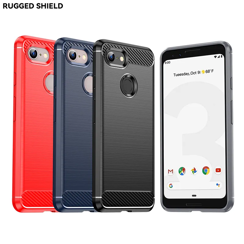 Carbon Fiber Shockproof Soft TPU Back Cover mobile Phone Case For Google Pixel 3