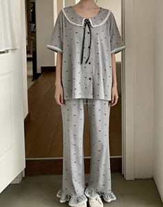 Pigiama da <span class=keywords><strong>donna</strong></span> di lusso alla moda 2026, nuovo, con stampa carina, in <span class=keywords><strong>cotone</strong></span> confortevole, per l'estate, camicia da notte, abbigliamento per la casa - Product Image 1