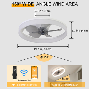Ventilador de Techo Moderno para Dormitorio con Luz, Control Remoto y Control por Aplicación, Diseño Silencioso de Ahorro de Energía para Exteriores, Motor BLDC - Product Image 4