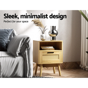 Table <span class=keywords><strong>de</strong></span> chevet traditionnelle en bois avec 1 tiroir et une étagère pour chambre d'appartement - Product Image 2