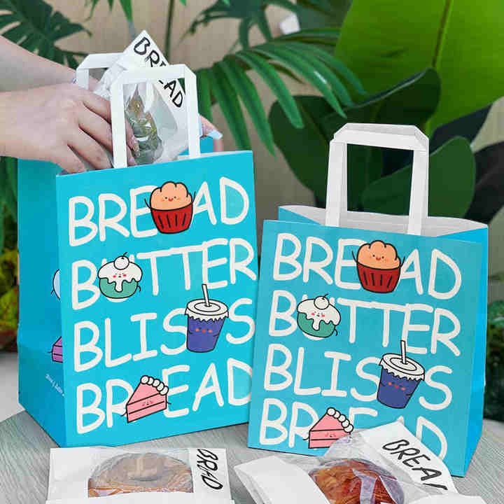 Custom Logo Recycled Kraft Paper Bag for Fast Food Takeout & Restaurant