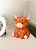 Brûleur à huile en céramique en forme de vache des Highlands |   Diffuseur de cire parfumée style ferme pour la maison