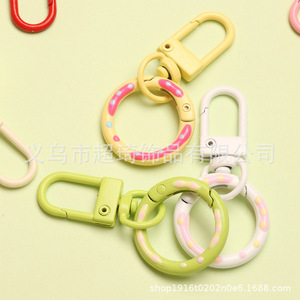 Chaoqi Candy Color Donut Spring Clasp Keychain Alloy DIY Bag Charm <b>Phone</b> <b>Chain</b> - Product Image 5