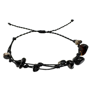 Braccialetto di agata nera regolabile a mano per le donne in pietra naturale resistente filo cerato amuleto di natura allentata braccialetto di cristallo - Product Image 1
