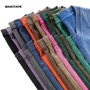 เสื้อยืด CL270T สไตล์วินเทจหรูหราสำหรับผู้ชาย ผ้าฝ้าย 100% คุณภาพสูง แบบเรียบ ไม่มีโลโก้ สามารถสกรีนโลโก้เองได้ ทรงโอเวอร์ไซส์ ลุคฟaded ซักย้อมสีแบบ Acid Wash - Product Image 3