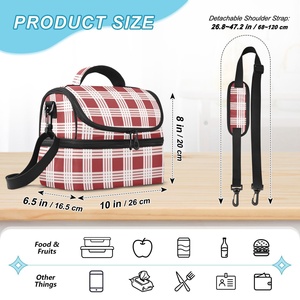 Retro Hawaiian Ula Palaka Design Unisex Double Layer Cooler Insulated <b>Lunch</b> <b>Bag</b> Adult <b>Lunch</b> Box Cooler <b>Tote</b> for Children - Product Image 3