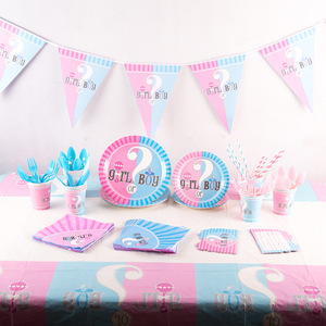 Decoración de fiesta para el género, pancarta desechable para niño o niña, <span class=keywords><strong>vajilla</strong></span> para Baby Shower, confeti de látex, globos, suministros de utilería para fotos - Product Image 1