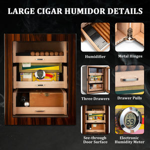सिगोलोंग तीन परत वाले बड़े क्षमता पारदर्शी दरवाजा पियानो लैकनर सिडर लकड़ी सिगार हुमदार - Product Image 2