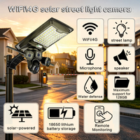 Lampe solaire de rue durable en ABS avec caméra CCTV 7000LM 170lm/w, lampe de sécurité extérieure à LED avec panneau mono-Si haute efficacité