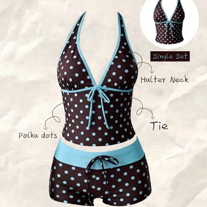 Ensemble Tankini Rétro à Pois 2026, 2 Pièces, Maillot de <span class=keywords><strong>Bain</strong></span> Halter à Nouer sur le Devant avec Shorty, Effet Ventre Plat, Modeste, pour Femme - Product Image 6