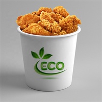 Seau à poulet frit en papier jetable personnalisé de 64 oz, réutilisable avec couvercle
