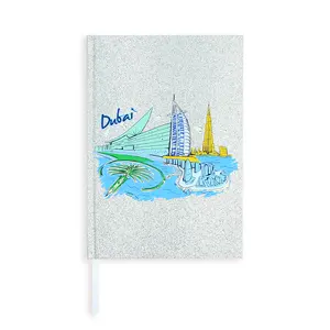 A4 A5 Shiny Hardcover Silber Sparkle Notebook Glitter PU Leder Notebook Katar 2024 ASIAN CUP Souvenirs Geschenke