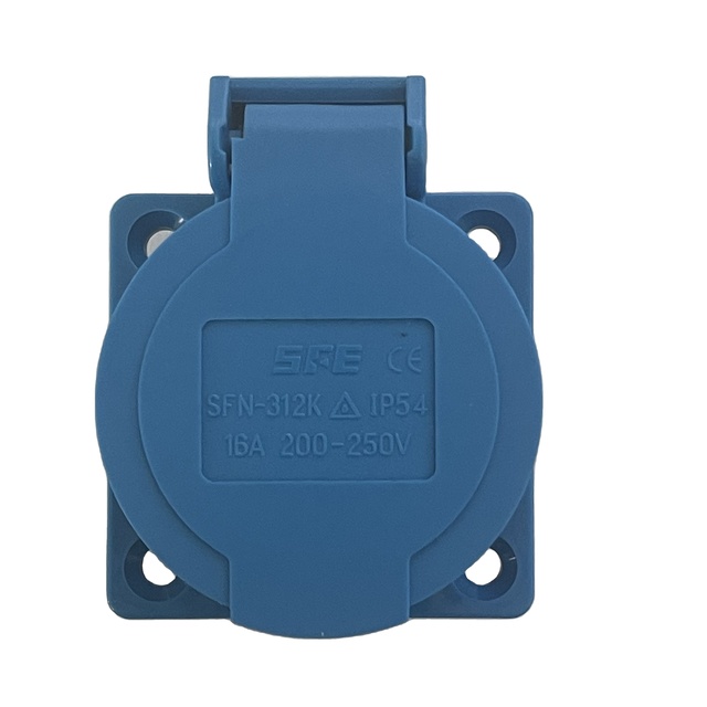 Blue 16A 220-240V 2P+E Waterproof IP54 Two-poles Multi-socket 3-pin Electrical Industrial Plug & Socket