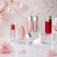 brillant à lèvres transparent de forme ronde personnalisé bouteille d'huile à lèvres vide transparente emballage cosmétique