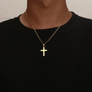 Inspire takı 18k altın çapraz kolye kolye takı Mens kolye haç ile küba zincir kolye toptan özel - Product Image 3