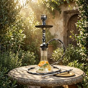 Juego de Cachimba de Vidrio Transparente con Patrón de Mármol, 3 Cachimbas Coloridas, Base de Metal Negra para Uso en Salones - Product Image 6