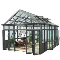 Véranda triangulaire moderne en aluminium sur mesure pour jardin, avec isolation en verre double trempé, pour usage extérieur hôtelier