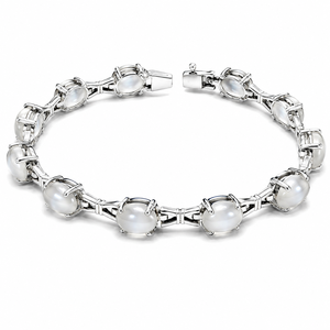 925 Sterling Silver Rhodium Plated Rainbow Moonstone <b>Bracelet</b> for Women - Product Image 2