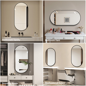 Specchio da Bagno Nero 48x24 Pollici, Montaggio a Parete, Cornice Verticale o Orizzontale, Stile Moderno - Product Image 4