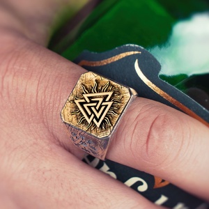 Кольцо Viking Valknut, модное мужское кольцо в стиле панк, серебряное кольцо с печаткой, 925 стерлингового серебра, ювелирные изделия для мужчин, белое и серебряное - Product Image 3