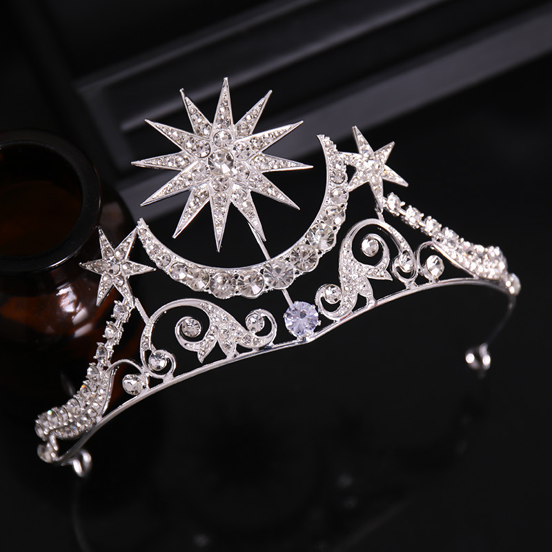 Crystal Bridal Tiaras Rhinestone Pageant Diadem Bride Star Headdress Wedding Baroque Star Crown Crystal Bridal Tiaras Rhinestone Pageant  main image 4