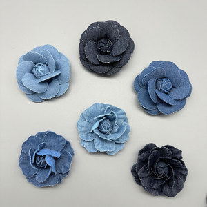 Denim Fabric Flower Boutique Chiffon Trim Flowers <b>Wedding</b> Decoration DIY <b>Scrapbooking</b> Clothes Headwear - Product Image 3