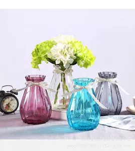 Flower Rectangular Long Color Bottle Round Circle Colored Single Glass Vase With Butterflies