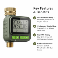 Sensor Digital RF 4 Moes Solar Analog Outdoor Bahan ABS 4 Zona Pengatur Waktu Penyiraman Mekanis Aqualin Stopkontak Listrik