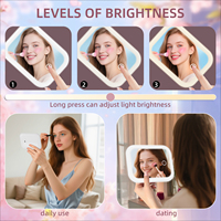 Trousse de Maquillage de Voyage Mini Personnalisée MoonlitGlow avec Miroir LED Amovible, Fermeture Éclair, Légère et Portable