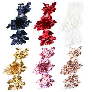 Bordado encaje tela pegatinas lentejuelas vestido de novia bordado pegatinas malla inferior flor parches - Product Image 1