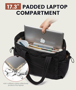 Sac fourre-tout matelassé pour femme avec compartiment pour ordinateur portable, sac à main de travail rembourré - Product Image 2