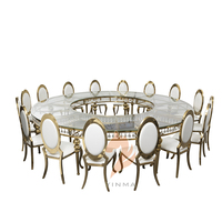 Ensemble de table et chaises en acier inoxydable couleur or pour mariage