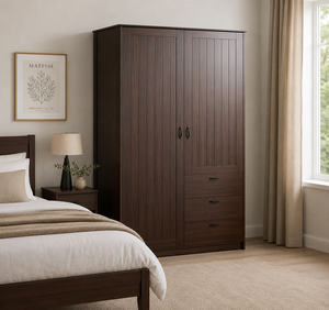 FSC CE EN71 M0Q 100 Wood Minimalist Wardrobe Cabinet Storage with Shelves Hanging Rod Closet with Lock Arabic Furniture