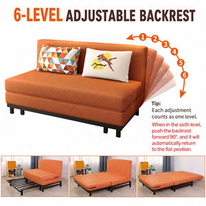 <span class=keywords><strong>Canapé</strong></span>-lit pliant anti-affaissement avec éponge haute densité, option latex 2 cm, housse amovible, pieds dissimulés, dossier à 6 niveaux - Product Image 3
