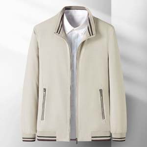 Standing Collar Fashionable <b>Top</b> <b>Coat</b> Men's Jacket Trendy Clothing Zipper Closure Casual Young and Middle-Aged People Men's <b>Coats</b> - Product Image 4