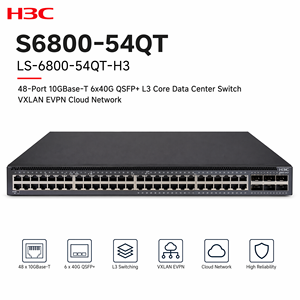 H3C S6800-54QT LS-6800-54QT-H3เครือข่ายคลาวด์ VXLAN EVPN 6x40G QSFP + ศูนย์ข้อมูล L3คอร์10GBase-T 48พอร์ต - Product Image 5