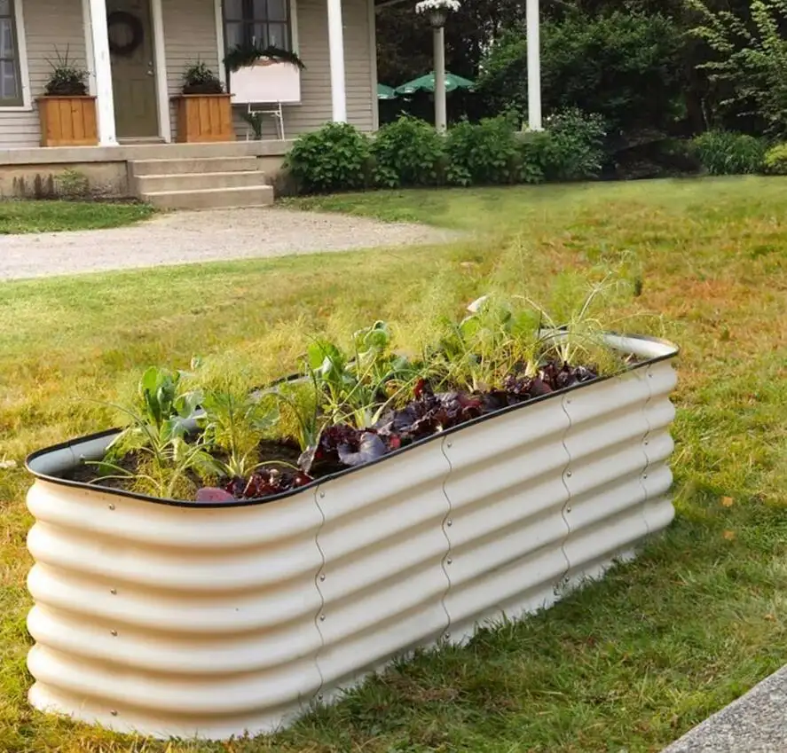 Metalen Verhoogde Tuinbedden Buiten Grote Plantenbak Gegalvaniseerde Stalen Plantenbakken