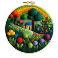 Kit de Démarrage Changxu Textile à Motifs Floraux Modernes pour Feutrage, Décoration Intérieure, Peinture, Broderie et Artisanat